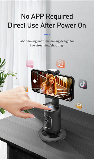 Awei X48 AI 360Β° Auto-Face Tracking Phone Holder - Gesture Control, No App Needed, for Content Creation