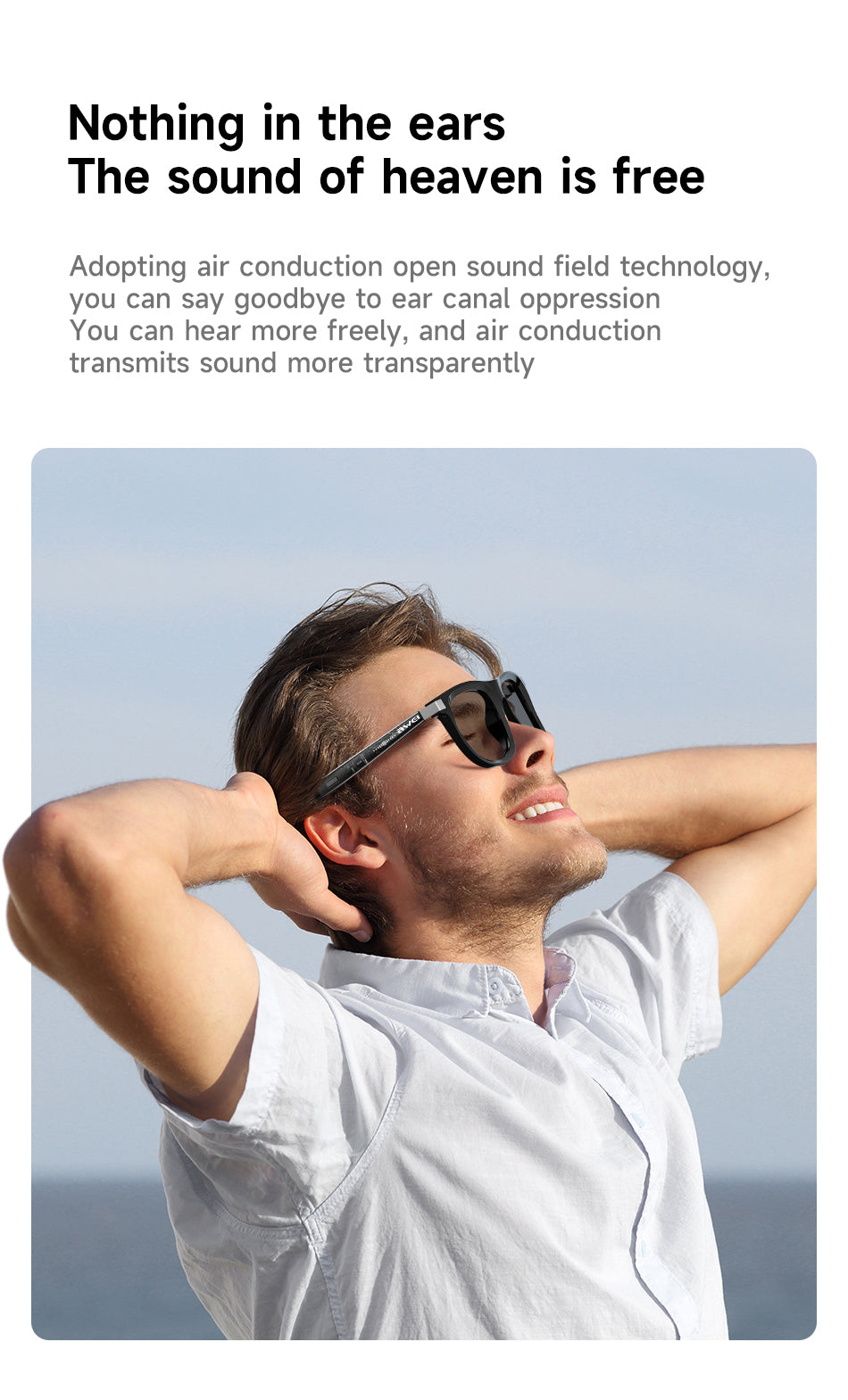 Awei GL1 Smart Audio Glasses - HD Calls, Wearing Detection, Voice Control, 7H Battery, UV400 Protection