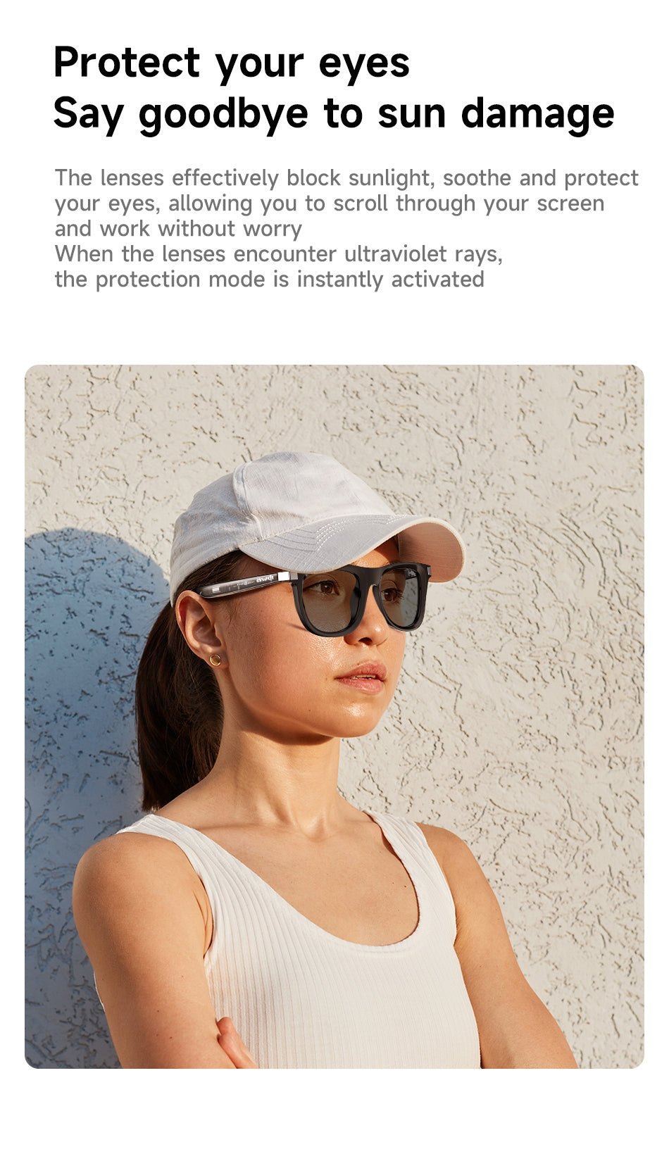 Awei GL1 Smart Audio Glasses - HD Calls, Wearing Detection, Voice Control, 7H Battery, UV400 Protection