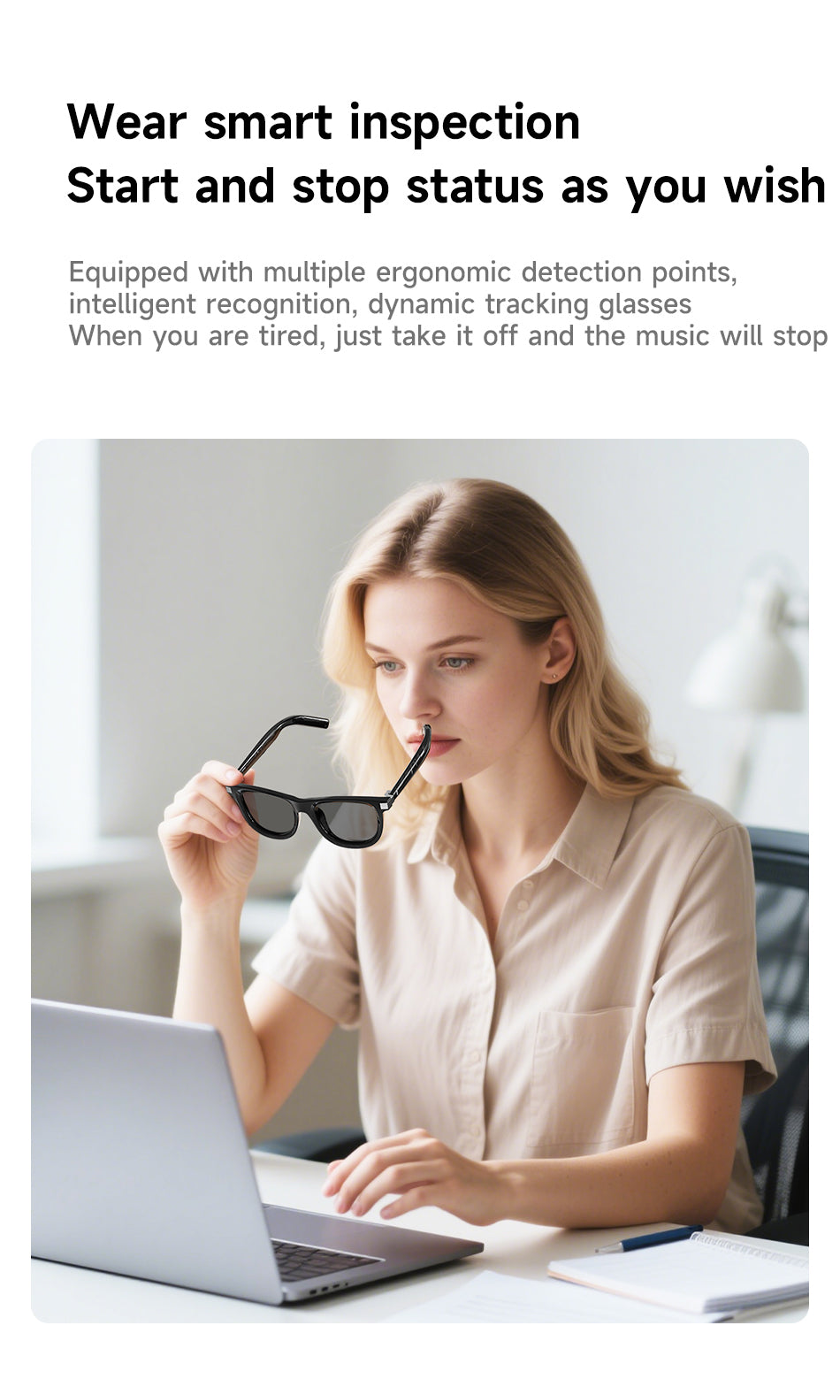 Awei GL1 Smart Audio Glasses - HD Calls, Wearing Detection, Voice Control, 7H Battery, UV400 Protection