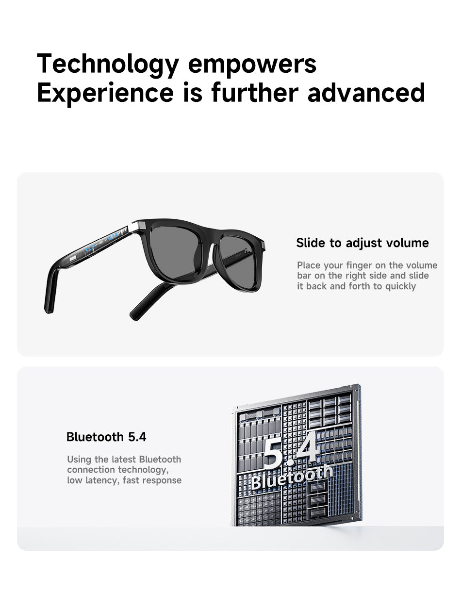 Awei GL1 Smart Audio Glasses - HD Calls, Wearing Detection, Voice Control, 7H Battery, UV400 Protection
