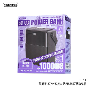 REMAX Piloteer Series FP-1 100000mAh Power Station - 27W + 22.5W Fast Charging, LED Camping Light, 7-Port Output