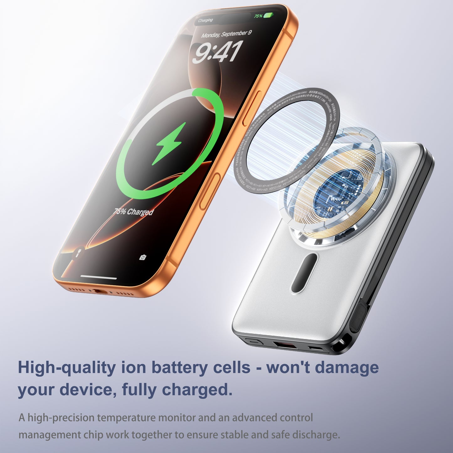 Awei H45A 3-in-1 Power Bank Station - 10000mAh, 22.5W Fast Charge, 10W Wireless, Built-in Stand & Cable