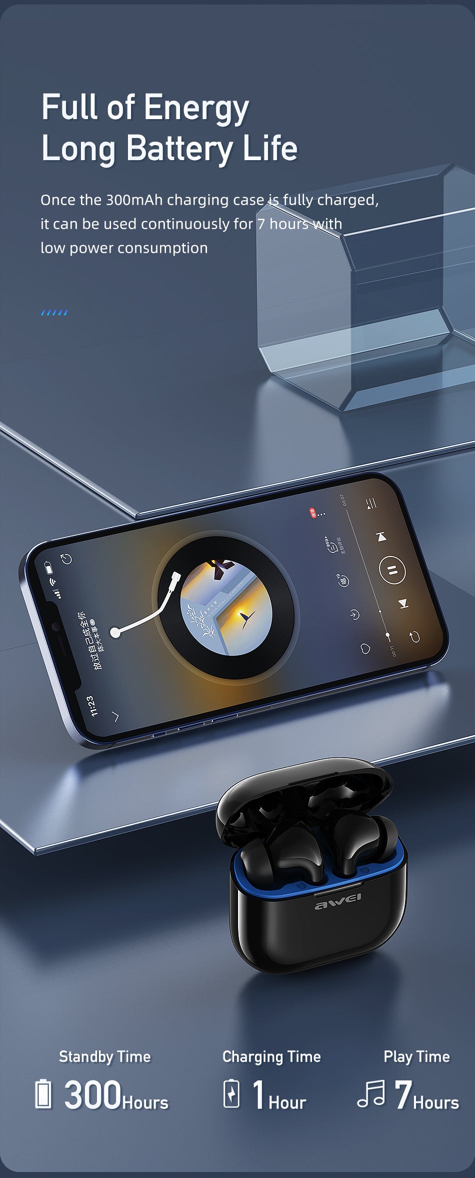 Awei T1 Pro True Wireless Earbuds - IPX6 Waterproof, 36H Playtime, 10mm Drivers, Touch Control