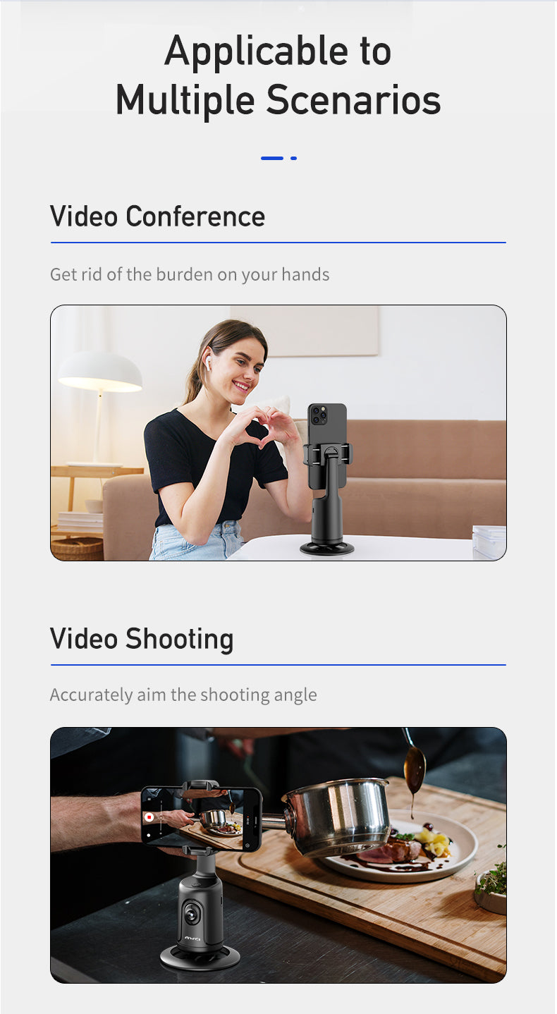Awei X48 AI 360° Auto-Face Tracking Phone Holder - Gesture Control, No App Needed, for Content Creation